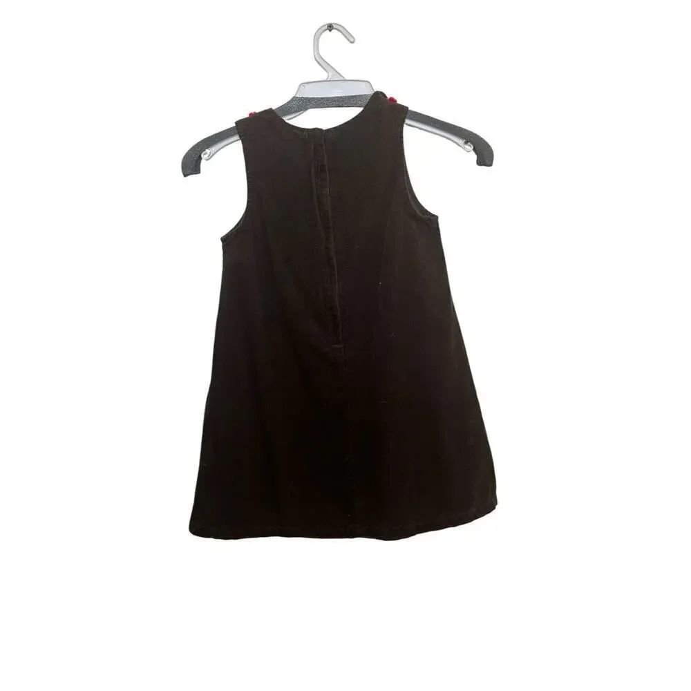 Gymboree Girl Brown Flower Squirrel Corduroy Jumper Dress Size 5T fall